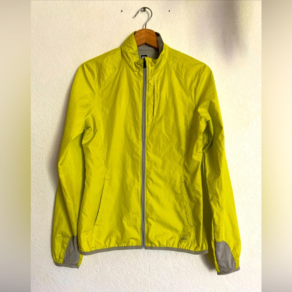 REI Co-op Fleet Packable Cycling Fleet Full Zipper Jacket Bright Yellow SZ XS